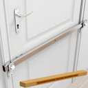 Stainless Steel Door Security Bar 34", Heavy Duty Door Barricade for Front Door/Outswing Doors, Adjustable Anti-Kick Home Defense Security Bar with Anti Collision Silicone Protective pad