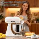 2 x Flour Funnel for KitchenAid Tilt-Head Mixer  Anti-Splash Hands-Free Attachment, Fits 4.55 Qt Models, Dishwasher-Safe Baking Tool for Dry & Wet Ingredients (White*2)