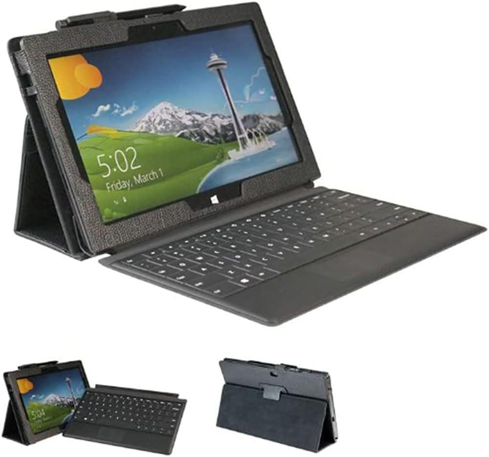 Tablet Cover for Microsoft Surface Pro 1st 2nd Generation 10.6"(2013 Release), Ultra Slim Folio Stand Leather Case for Microsoft Surface Pro 1/2 1514 1601 Gen 1st 2nd 10.6 inch (Black)
