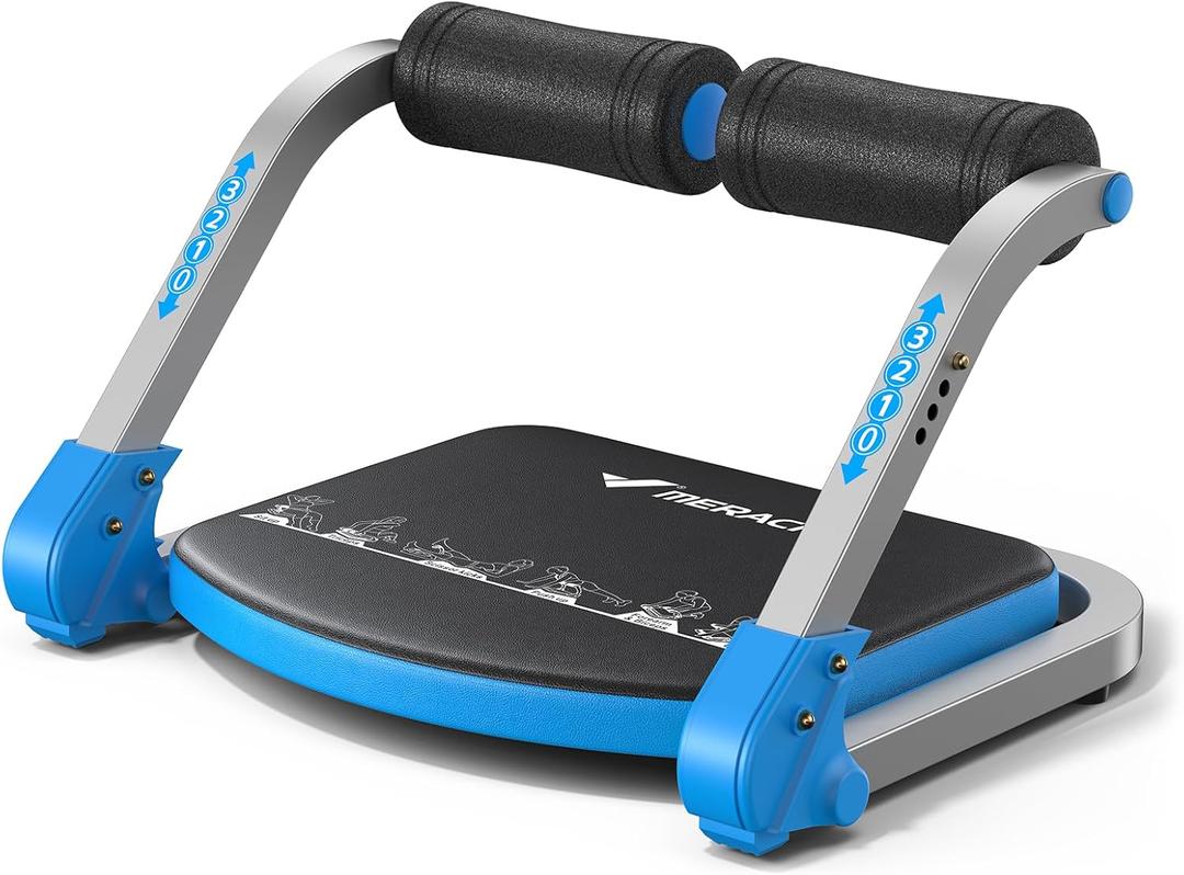 MERACH Ab Machine for Home Gym, Adjustable Ab Trainer with 3 Resistance Levels, Sit Up Exercise Equipment for Core Workout, Automatic Rebound Ab Crunch Machine, Ab Workout Equipment for Home Fitness (Blue)