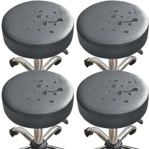 SZJIAHTM 4 Pcs PU Leather Dustproof Round Bar Stool Covers Waterproof Round Bar Stool Seat Covers Bar Chair Seat Covers for Home Restaurant Chair Furniture Protector (Grey)