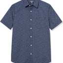 Amazon Essentials Men's Slim-Fit Short-Sleeve Poplin Shirt (Blue, XXL)