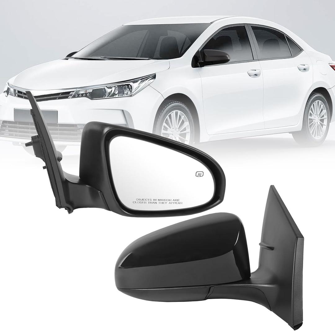 JDMSPEED Right Passenger Side View Door Mirror Compatible with 2014-2019 Toyota Corolla with Power Glass Manual Folding Heated Black Replaces TO1320294(5Pin)