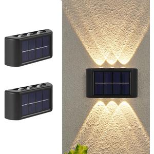 ASLIDECOR Solar Fence Lights Up and Down,2 Pack Small Solar Step Light Waterproof, Warm White Deck Lighting Illuminate Outdoor for Patio Shed Pool