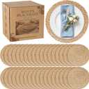 36 Pack 12IN Round Woven Placemats, Natural Bulrush Boho Farmhouse Mats