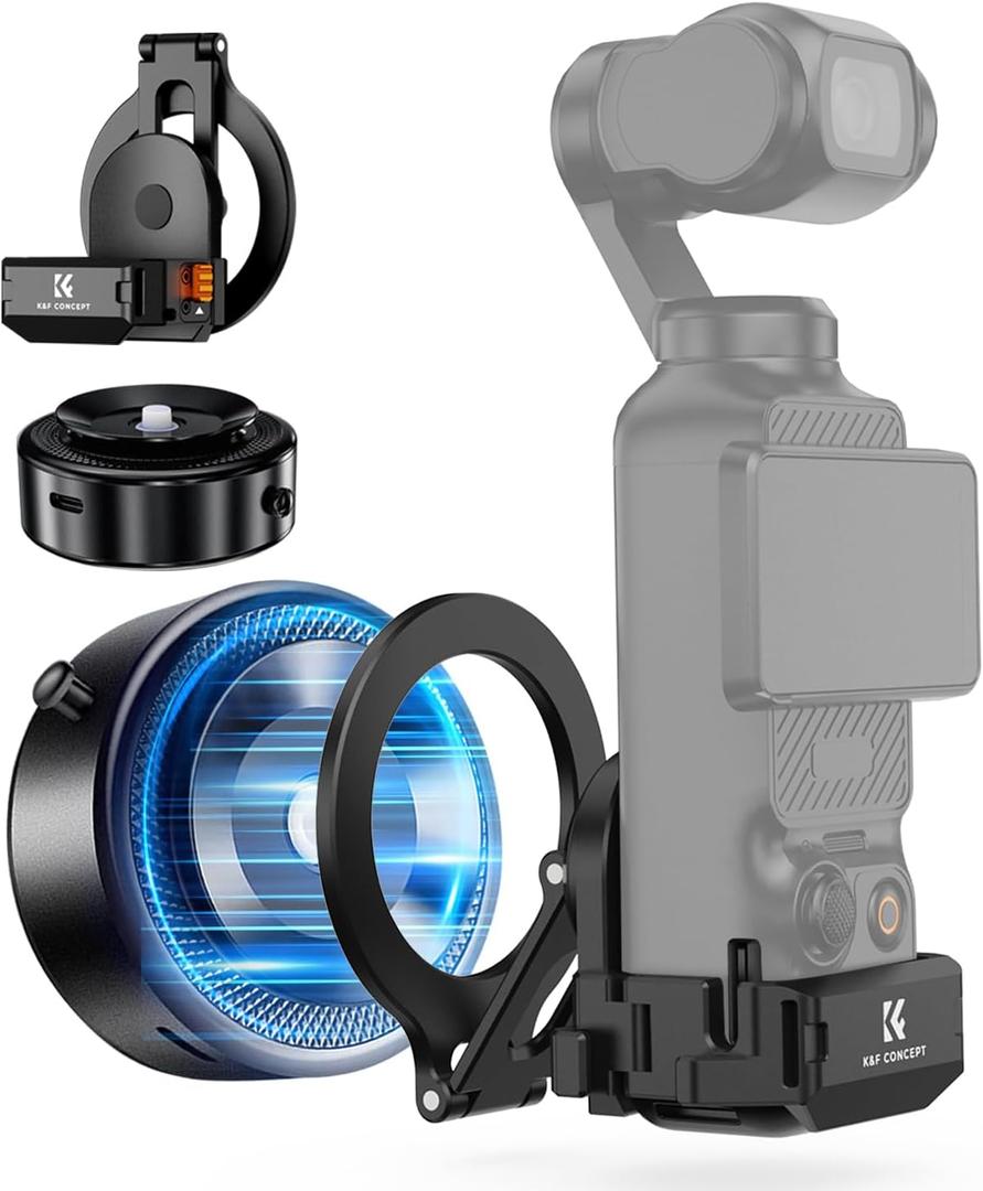 K&F CONCEPT Electric Vacuum Magnetic Mount Compatible with DJI Osmo Pocket 3, 360 Adjustable Suction Cup Stand with 1/4" Screw Holes/Cold Shoe, Magnet Pocket 3 Accessories for Car
