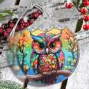Colorful Owl Christmas Ornament - Stained Glass Hanging Decoration for Holiday Tree - Home Decor, Gift Exchange Idea