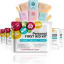 Personal First Aid Kit- 10 PACK | Clean, Treat, Protect Minor Cuts, Scrapes and Burns | Perfect for Home, Office, Car, School, Business, Camping | Individually wrapped First Aid Products (Multi-Color)