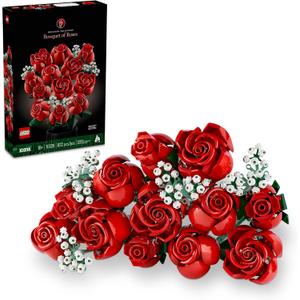 LEGO Botanicals Bouquet of Roses Artificial Flowers - Fake Red Roses Building Set for Adults, Ages 18+ - Gifts for Birthdays for Her - Home Decor for Table Display - 10328