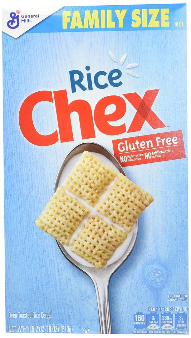 Rice Chex Breakfast Cereal, Gluten Free, 18 oz (BB Date 24/01/2027, Pack of 8)