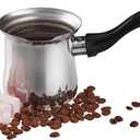 DESTALYA Turkish Coffee Pot Stainless Steel | 10.14 fl oz ibrik Briki | Small Hot Pot with Spout for Stove top | Turkish Coffee Cezve (Coffee Pot Black)