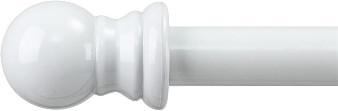 Decorative Curtain Rods for Windows 28 to 48 Inch - 1 Inch Heavy Duty Basic Curtain Rods,Adjustable Drapery Pole with Bracket for Sliding Glass Doors,Kitchen,Farmhouse Bathroom - White