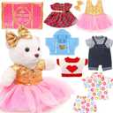 Bear Clothes Outfit with a Bear Doll, Fit Most 12-16 Inch Bears Stuffed Clothes Pajamas Plushy for Stuffed Bear