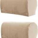 LINGXIYA A Pair Velvet Armrest Covers,Stretch Spandex Armchair Covers for Chairs Couch,Furniture Protector Armchair Slipcovers for Sofa with Twist Pins,Sand