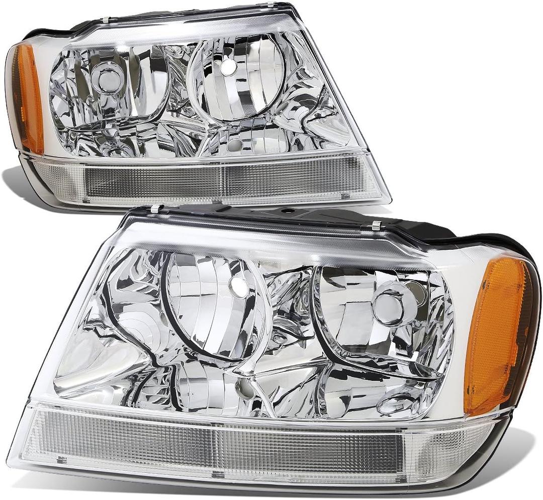 DNA Motoring HL-OH-JGC99-CH-AM Chrome Amber Headlights Assembly Replacement Compatible with 99-04 Jeep Grand Cherokee DNA Motoring HL-OH-JGC99-CH-AM Chrome Amber Headlights Assembly Replacement Compatible with 99-04 Jeep Grand Cherokee