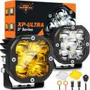Auxbeam XP-Ultra Series Hyperspot LED Pods, 3 Inch 80W Spot Beam Offroad Lights, 9600LM Amber White Dual Color, 30 Spotlight Yellow Fog Ditch Lights, for 4x4 Jeep Ford Toyota, Pair
