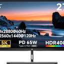KTC 27 Inch 5K Monitor, 5120 x 2880 5K2K Monitor with 65W Type-C Port, Dual Mode Computer Monitors Compatible with Mac mini, IPS Panel, HDR 400, 217 PPI, 135% sRGB, HDMI DisplayPort, Tilt, H27P3
