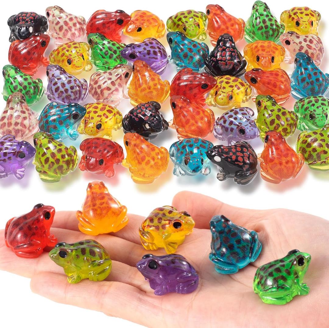 20pcs Luminous Mini Frogs, Resin Frog Figurines Glow in The Dark, Luminous Animals Statues for DIY Projects Gardens Landscapes Decoration- Muticolor