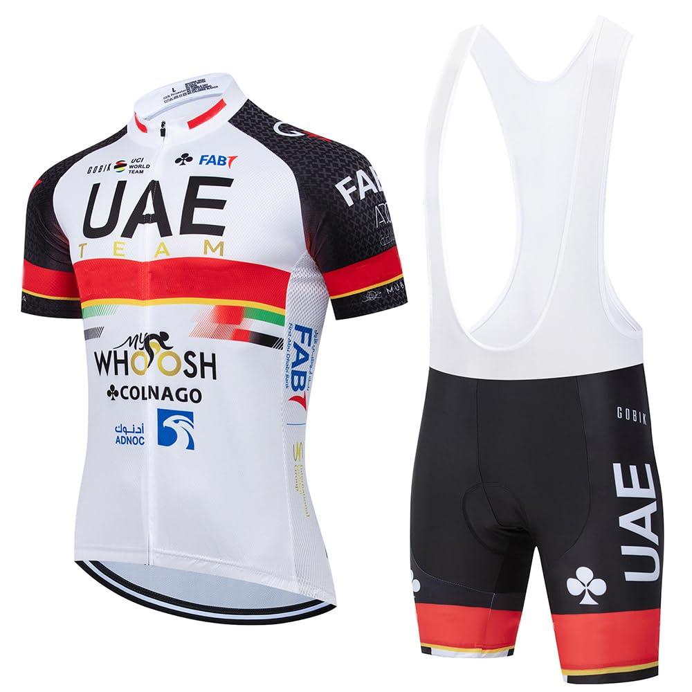 X-CQREG Men's Cycling Jersey Set Road Bike Jersey Zipper Pocket Bib Shorts with 12D Padded Cycling Clothing Set (White ,3X-Large)