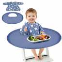 RICHER HOUSE Coverall Baby Feeding Bib, for High Chair Food Catcher, Long Sleeves Eating Bib for Highchair and Table, Detachable, Waterproof, Baby Bibs for Babies from 6 Months to 3 Years, Blue