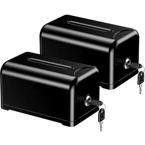 Uniclife 2 Pack Acrylic Donation Box for Fundraising, Black Suggestion Box with Slot and Lock, Desktop Ballot Box Tip Jar, Storage Container for Voting Comment Collection, 7.3" x 4.5" x 3.9"
