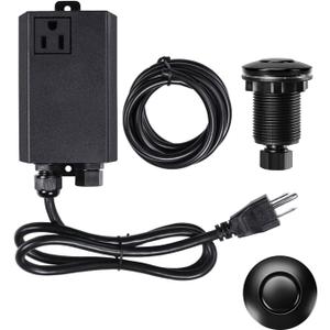 Garbage Disposal Air Switch Kit Single Outlet Sink Top Waste Disposal Short Stainless Steel Black On/Off Air Button Food and Waste Disposals Part by Etoolcity