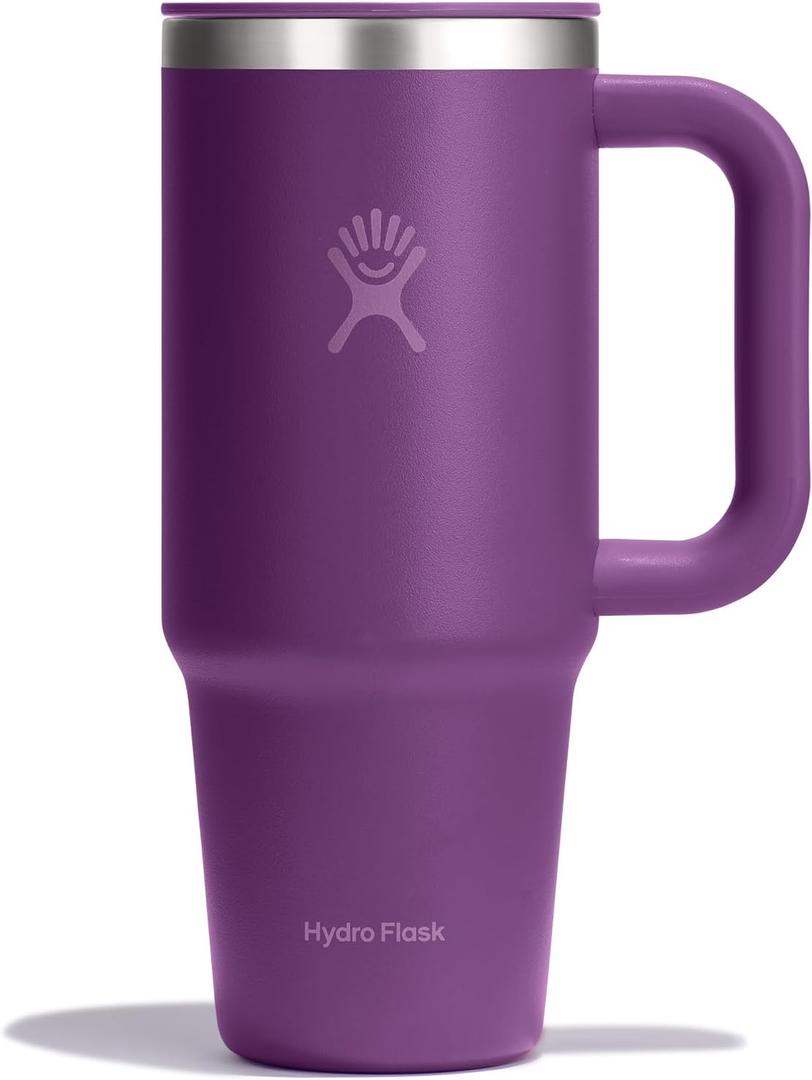 Hydro Flask Coffee Travel Tumbler Mug  Insulated Stainless Steel, Leak Resistant Hot & Iced Coffee Cup 24 Oz Beachplum Purple