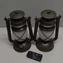 Battery-Powered 2 Modes Lighting LED Vintage Lanterns Decorative Outdoor & Indoor, 2 Pack Bronze Lights with Dancing Flame, Waterproof Remote Control Retro Lanterns Decor for Room,Garden,Porch