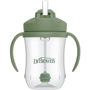 Dr. Brown's Milestones Baby's First Straw Cup, Training Cup with Weighted Straw, 9 oz/270 mL, BPA-free, 6m+, Olive Green, 1-Pack