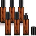 6 Pcs 60ml/2oz Amber Glass Pump Bottles Refillable Lotion Dispenser Cosmetic Sample Storage Container Vial with Black Pump Head for Liquid Foundation Soap Shower Gel Shampoo Toiletries