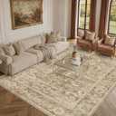 8x10 Area Rugs for Living Room, Ultra Soft Washable Non-Slip Rug for Bedroom Low-Pile Vintage Distressed Floral Print Accent Carpet for Dining Room Home Decor Office Beige Brown