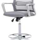 OLIXIS Drafting Chair - Tall Standing Office Desk Chair with Adjustable Foot Ring, Chair with Ergonomic Lumbar Support, Adjustable Height, Breathable Mesh, Grey (DR1839F-GY)