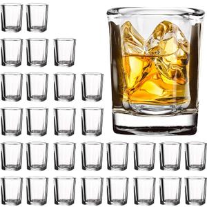 Vivimee 30 Pack Heavy Base Shot Glasses Bulk, 2.2 oz Square Shot Glass Set, Clear Espresso Shot Glass, Small Whiskey Shot Glasses for Whiskey, Espressos, Spirits & Liquors