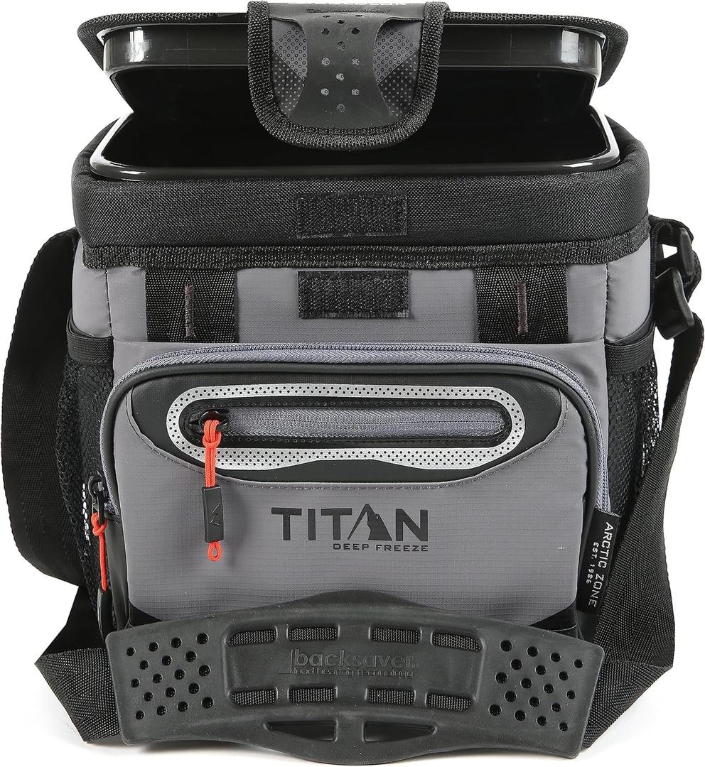 Titan Deep Freeze Coolers - Zipperless Hardbody Cooler - Deep Freeze Insulation, HardBody Liner, and SmartShelf (Sharkskin Gray)