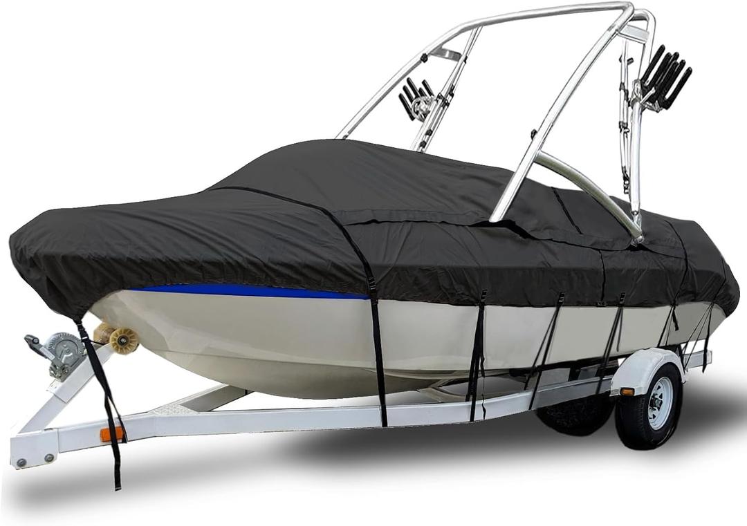 EliteShield Boat Cover for Ski & Wakeboard Tower, 600D Trailerable 22-24 ft