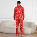 Matching Family Christmas Pajamas Set, Silk Satin Long Sleeve Button Down Comfy Loungewear for Couples, Men, Women (Red, L)