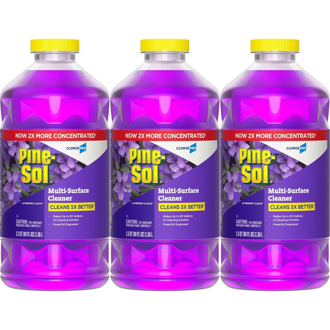 CloroxPro Pine-Sol Multi-Surface Cleaner, All Purpose Cleaner, Lavender Clean, 80 Fluid Ounces, Pack of 3 (Package May Vary)