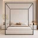 Stainless Steel Canopy Bed Frame Queen Size, Heavy Duty Queen Canopy Bed Frame, Sturdy Bed Post Poles Metal Bed Frame Thicken Bed Canopy Frame for Metal Bed Wood Bed Bedroom Decor, Black