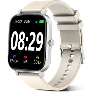 Smart Watch for Men Women SmartWatch 1.83" for iPhone Samsung Android Phone Compatible, Fitness Tracker Watch with Pedometer, Heart Rate/Sleep Monitor, Blood Oxygen, IP68 Waterproof (Starlight)