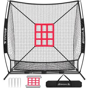 BAGAIL 7x7 ft Baseball Softball Practice Net
Sturdy Bow Frame, Heavy-Duty Mesh for Strong Hits, Including 2 Strike Zones, Carry Bag, Ground Stakes, Quick 2-Min Setup