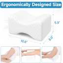 SweetSlubr Memory Foam Knee Pillow for Side Sleepers, Support Leg Pillow for Side Sleeping, Smooth Spine Alignment Pillow, Cushion for Hip, Back, Sciatica, Knee, Joints Pain Relief, White