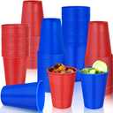 100 Pcs Red Blue Cup Plastic Cups 12 oz Patriotic Memorial Day Disposable Drinking Beverage Cups Water Cups for Game Birthday Independence Day Democratic Political Party