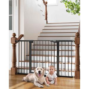 Cumbor 29.7-54.2" Wide Baby Gate for Stairs, Mom's Choice Awards Winner-Self Closing Dog Gate Indoor for Doorways, No Drilling Pressure Mounted Pet Gates for Kids, Easy Walk Through Safety Gate, Black (29.7-54.2"W x 30.5"H)