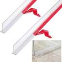 Nuanchu 2 Pcs Clear Vinyl T-Type Seal Strip with Pre-Applied Self Adhesive Backing Bathroom Threshold Water Strip Shower Door Seal for Gap 1/2-73 Long Frameless Shower Door