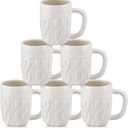 Baderke Christmas Mugs Set of 6 Sweater Ceramic Mug 13.5 oz White Sweater Coffee Mug Christmas Themed Design Cup Set for Coffee Tea Hot Chocolate Presents