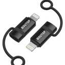 BOUTOP [MFi Certified] 36W USB C to Lightning Cable Adapter, Support Data Sync/PD Fast Charging Compatible with iPhone iPad AirPods, with Anti-Lost Holder - Black 2 Pack