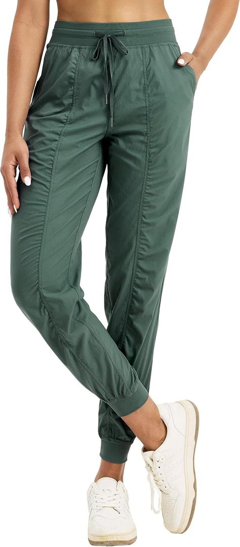 Willit Women's Workout Jogger Studio Track Athletic Pants Hiking Casual Pants with Pockets Lightweight (Teal, L)
