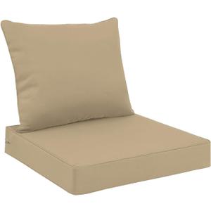 All Smiles Outdoor Chair Cushions for Patio Furniture Set of 24x24 Inch for Deep Seat Waterproof Fade Resistant Replacement Cushions with Removable Cover for Seat Yard Garden DeckTaupe
