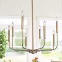 Antique Gold Chandelier, Modern Dining Room Lighting Fixture, 8-Light Candle Style Hanging Chandelier for Living Room, Bedroom, Kitchen Island, Foyer, Dia 27