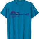 Guitar Lake Reflections in Blue Music Lovers Guitar T-Shirt, L